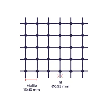 Grillage à lapin fermette plastifié - maille 13 mm