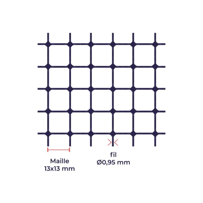 Grillage à lapin fermette plastifié - maille 13 mm