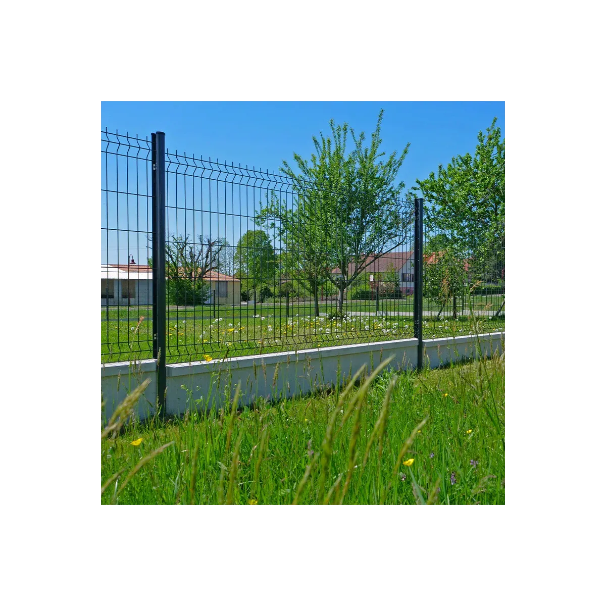 Lot de 10 dalles de soubassement béton avec 1/2 chaperon