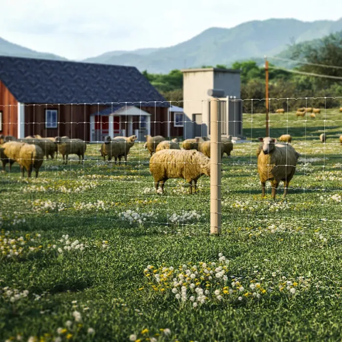 Enclos à moutons délimité par une clôture nouée galvanisée PRIMO